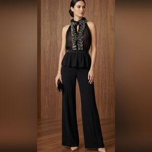 Robert Rodriguez Black Peplum Ruffle-Front Sleeveless Top